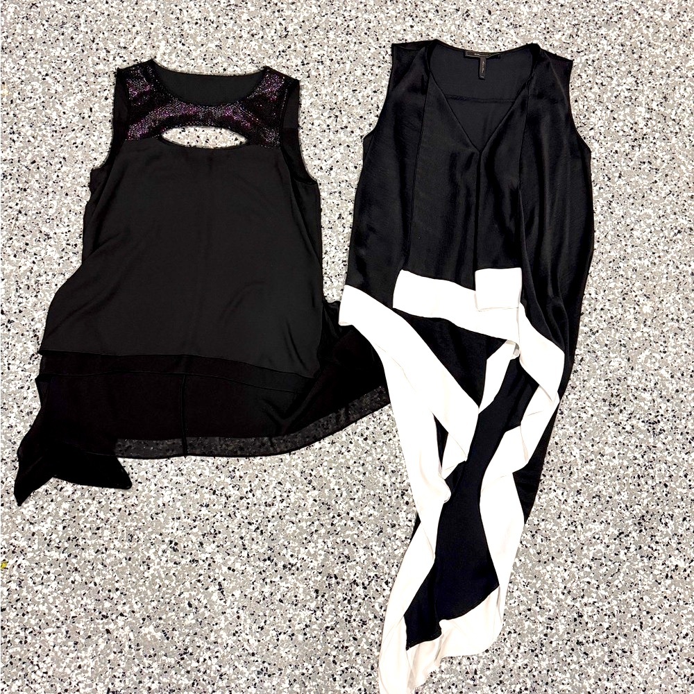 Revolve BCBGmaxazria bundle of 2 black house black and white Asymmetrical Top
